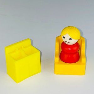 Fisher Price Little People Lot of 3 Blond Hair Women Yellow Chair Sink Toys
